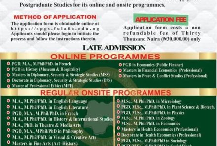 SALES OF POSTGRADUATE APPLICATION FORMS FOR THE 2022/2023 ACADEMIC SESSION